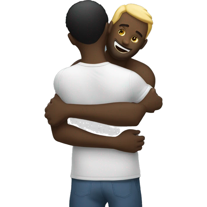 White guy hug a black guy emoji