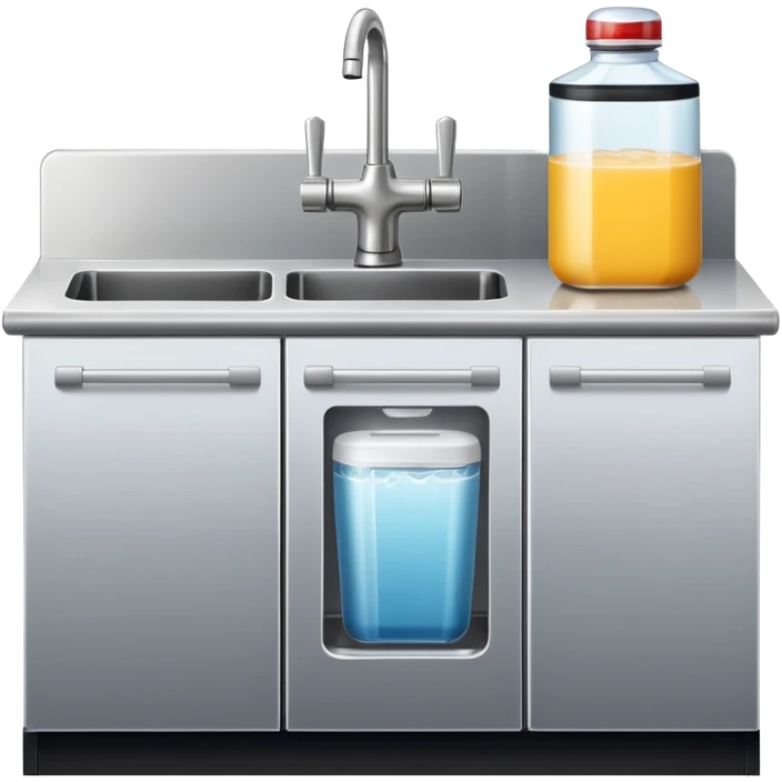counter with beverage fridge and sink emoji