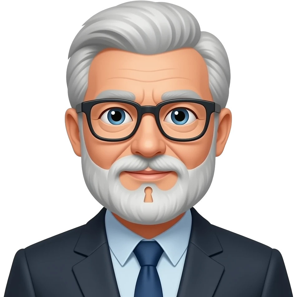 profesor con barba tipo candado con gafas mas o menos 50 años emoji