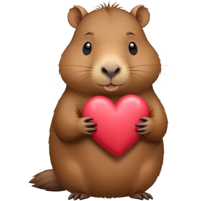Capybara holding a heart emoji