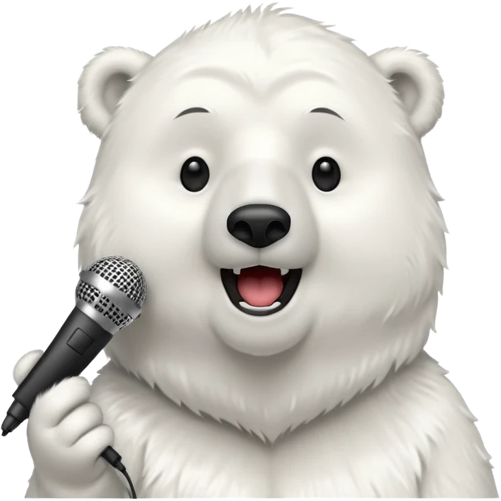 Polar bear singing with mic  emoji