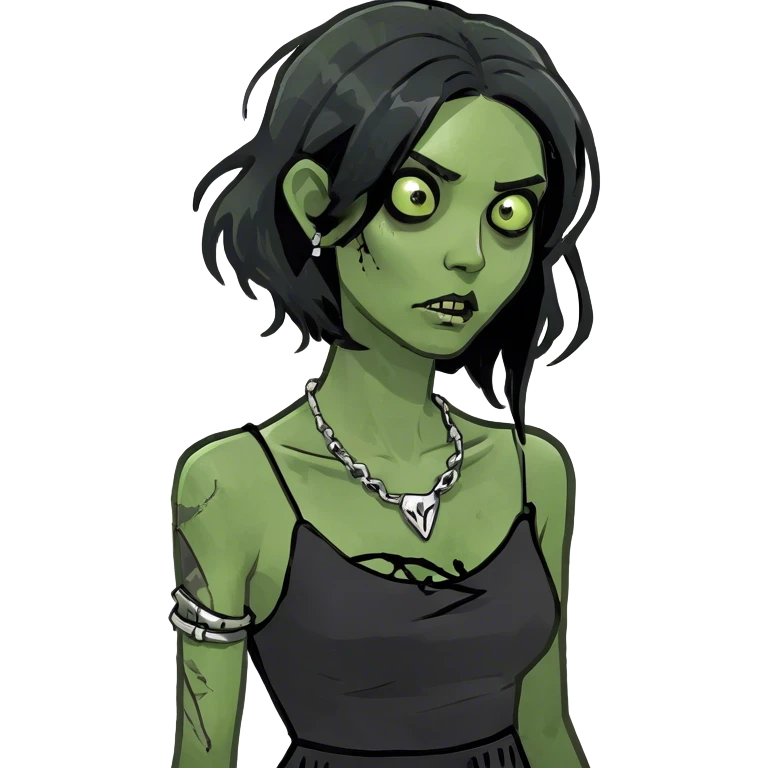 girl zombie with black hair emoji