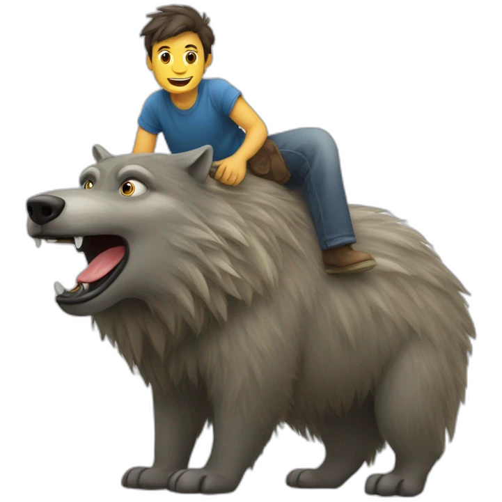 Loup sur un mamouth emoji