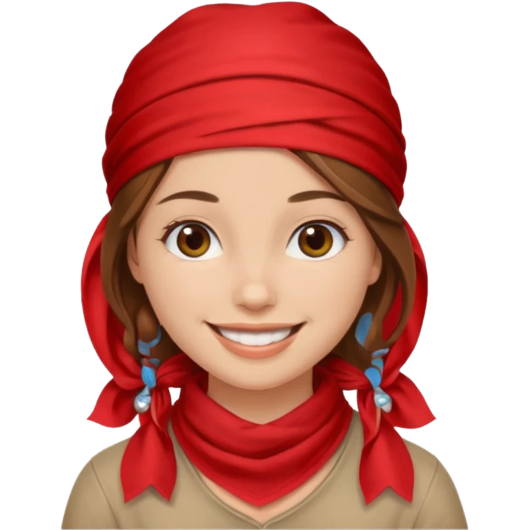 brown haired woman with wearing red bandana emoji