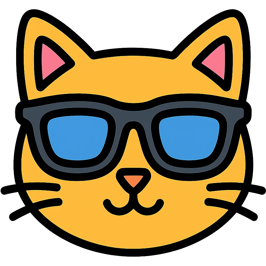 cat wearing sunglasses colored icon emoji