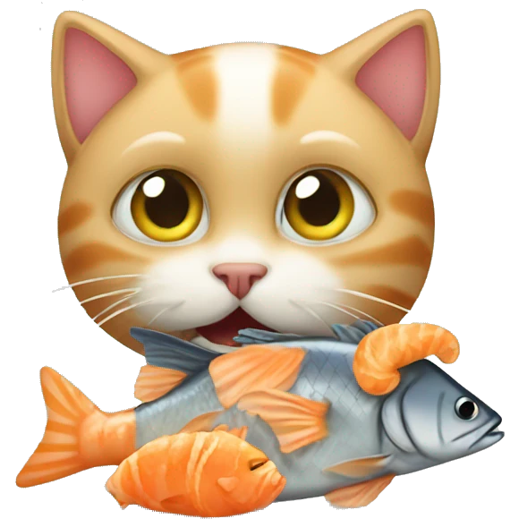 kitten eating fish emoji