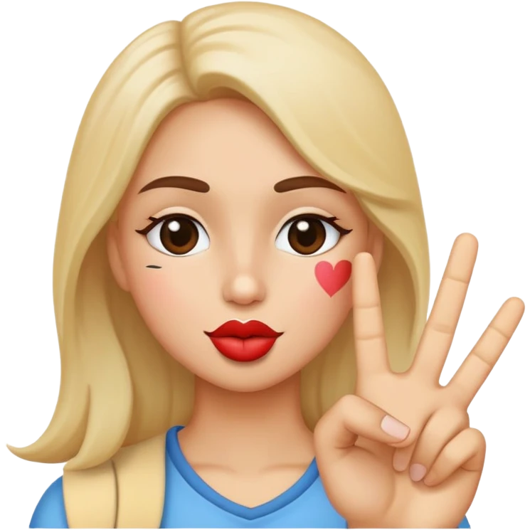 kiss face with peace sign hand  emoji