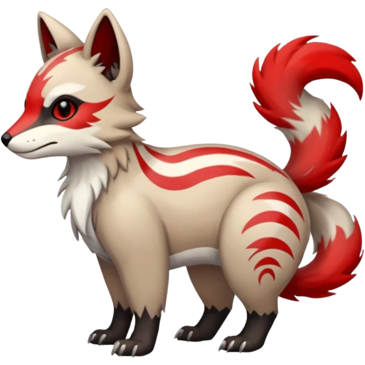 Shiny Brown Red Black Grey White Beige Linoone-Absol-Trico-Hybrid (Full body) emoji