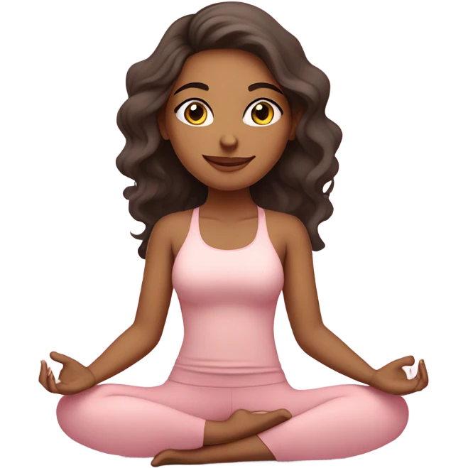 Latina yoga beautiful girl in light pink clothes sitting on a yoga mat emoji