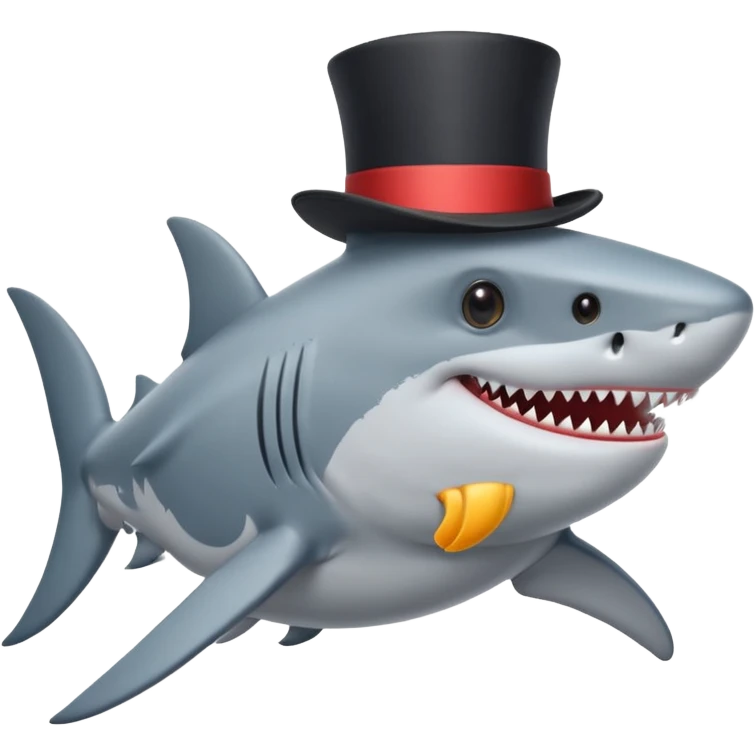 Shark with a top hat emoji