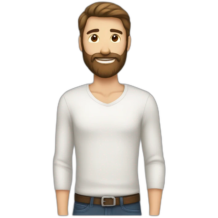 abrazo de un hombre blanco sin pelo y con barba a una mulata emoji