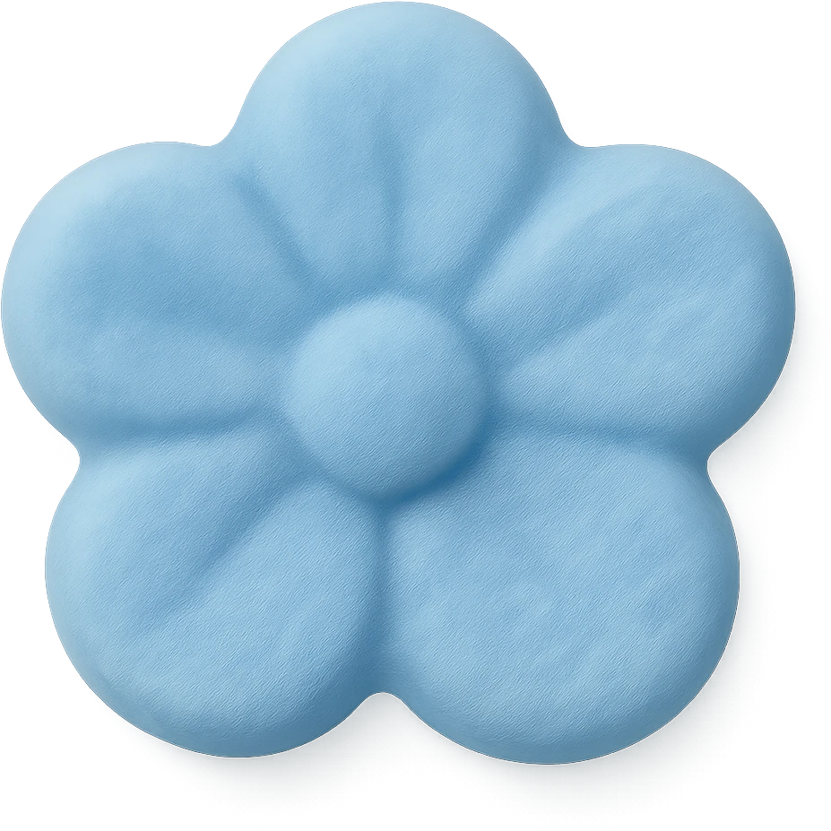 Change the candy color to blue, keep it flower-shaped, centered, transparent background, no other elements. The style should be consistent with the original image's look. emoji