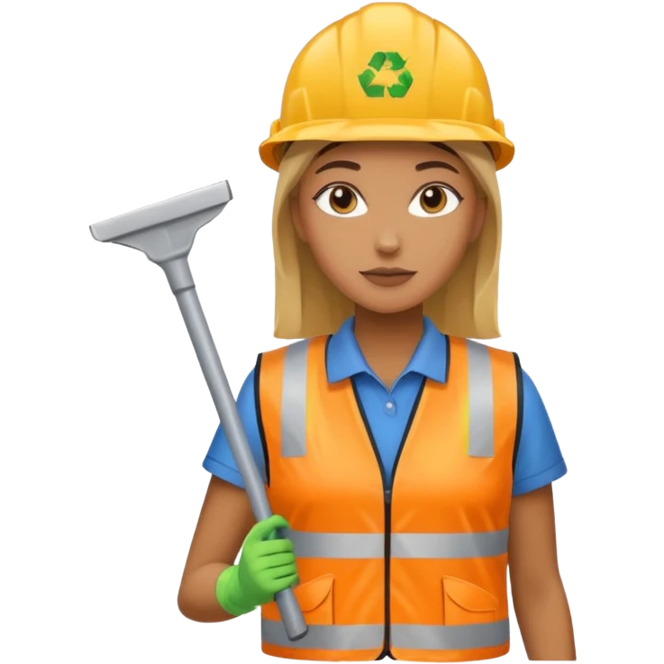 women, Waste Management, safety vest, trash picker emoji
