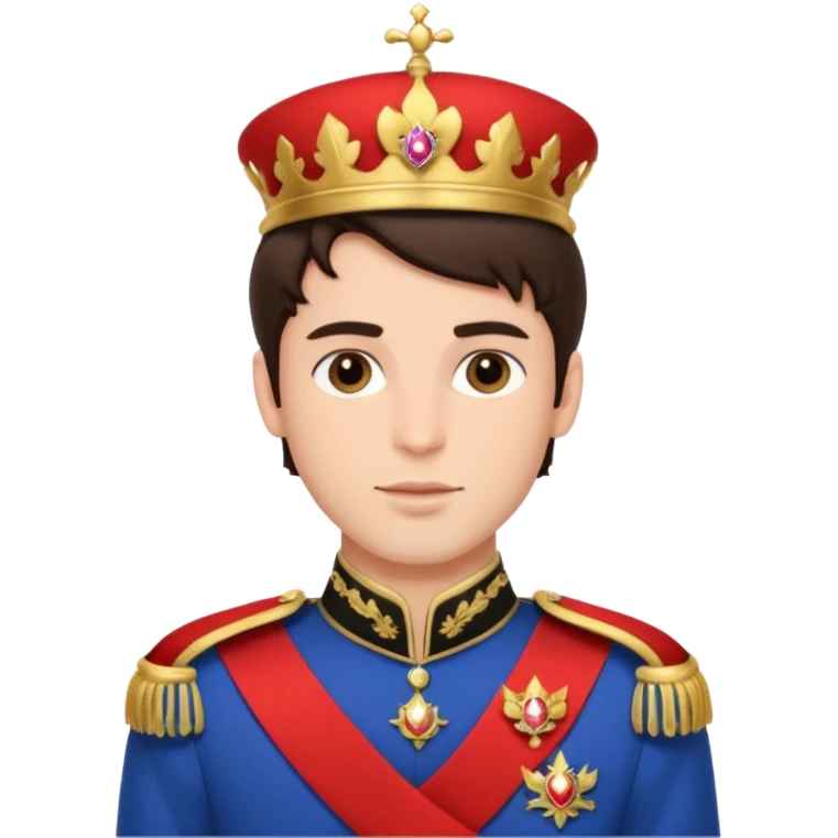 handsome brunette male prince with royal uniform emoji