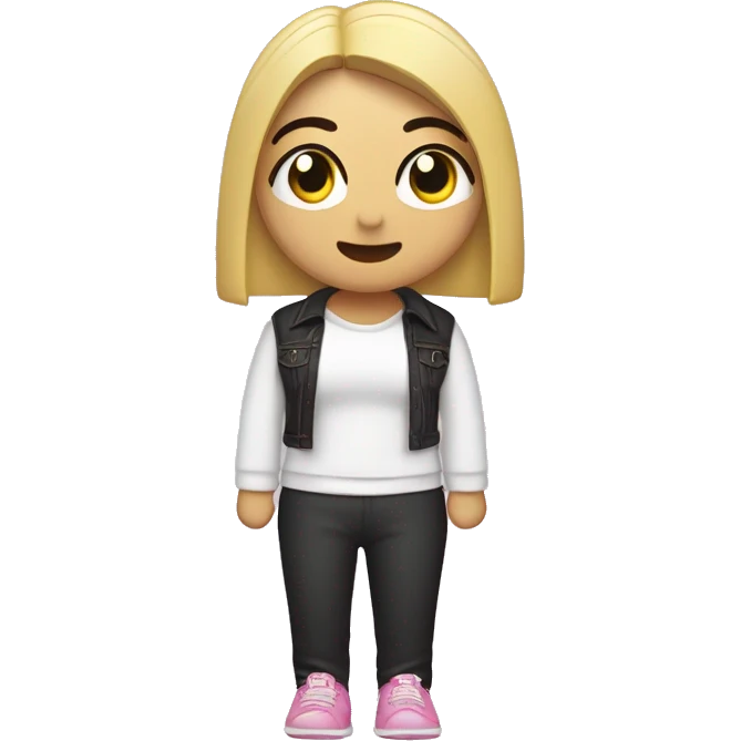Dua lipa con chongo y dos pelos al frente rubia con saco rosa manejando emoji