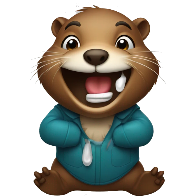 Beaver laughing with tears  emoji