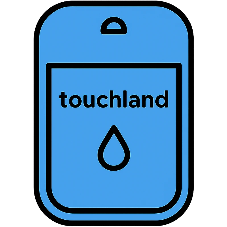 blue Touchland hand sanitizer, minimal, product icon, clean, modern emoji