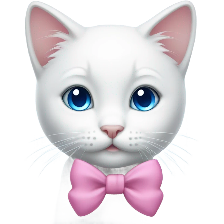 white kitty with blue eyes and a pink bow emoji