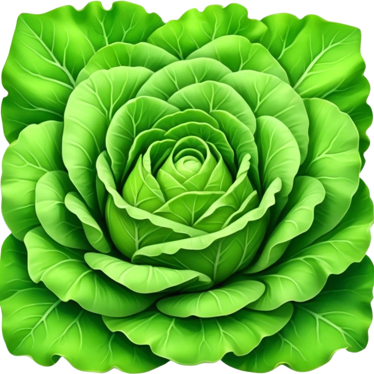 Cinematic crisp green lettuce, fresh and leafy, slightly curled edges, detailed textures, vibrant and refreshing, ultra-realistic and inviting. emoji