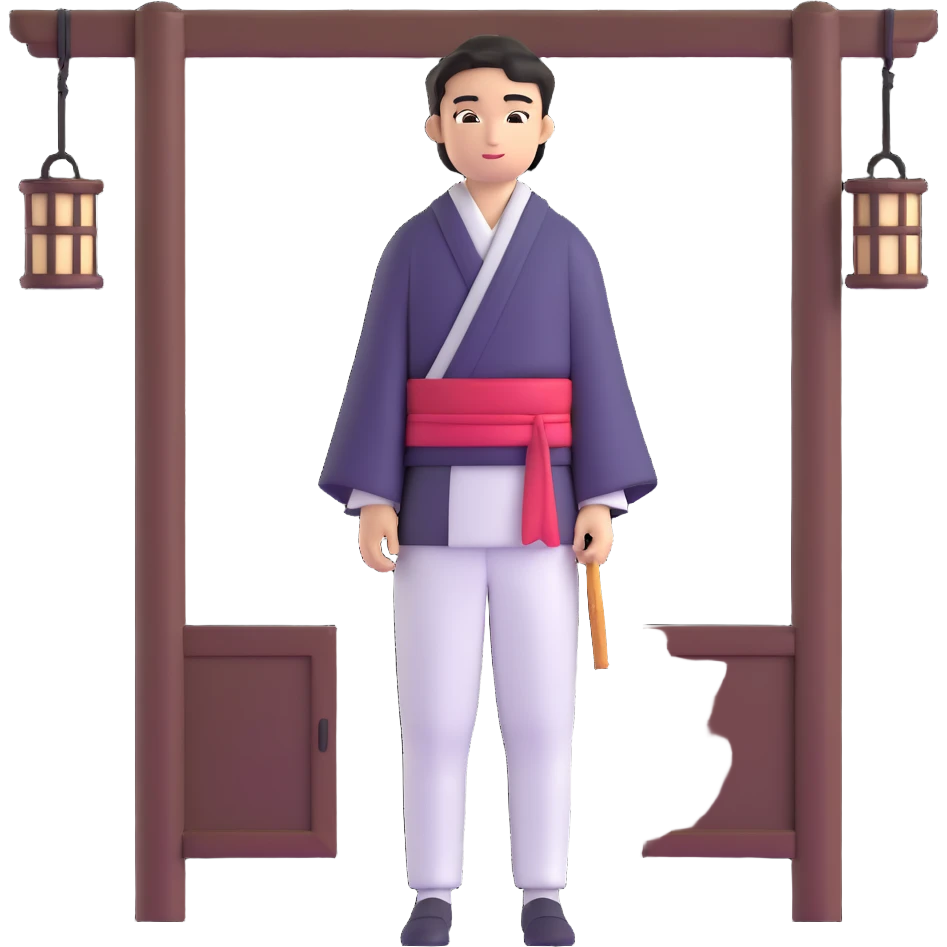 Japanese male high school student staying at traditional inn during school trip emoji