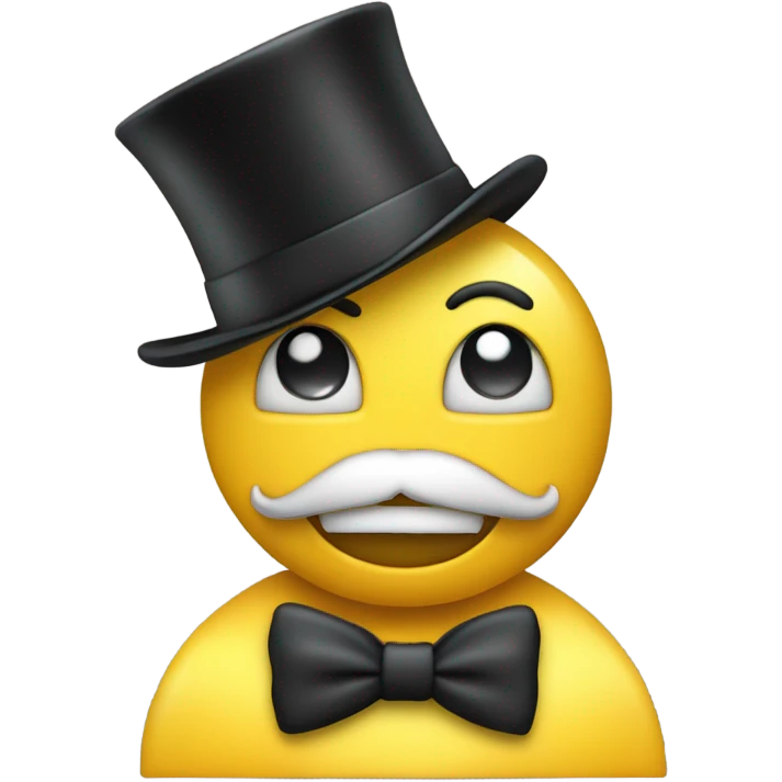 yellow Emoji wearing top hat with on top hat saying following text happy New Year emoji