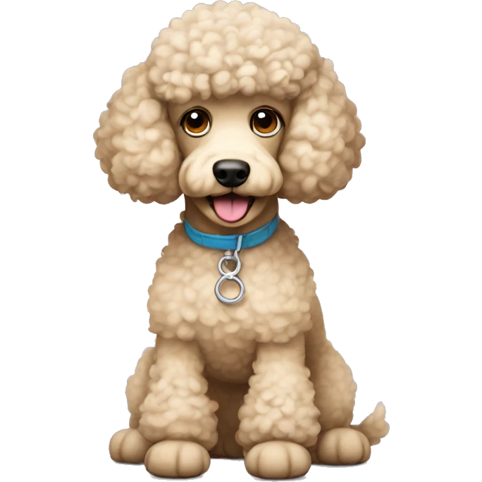 Beige poodle dog with a white stomach wearing crocs emoji