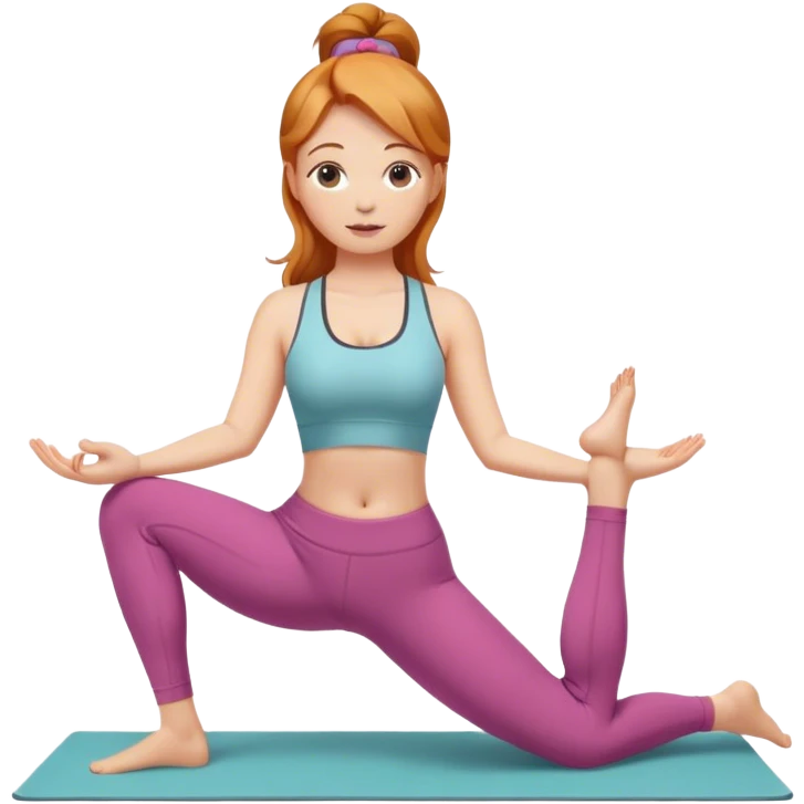 Strawberry blonde girl doing yoga big bottom emoji