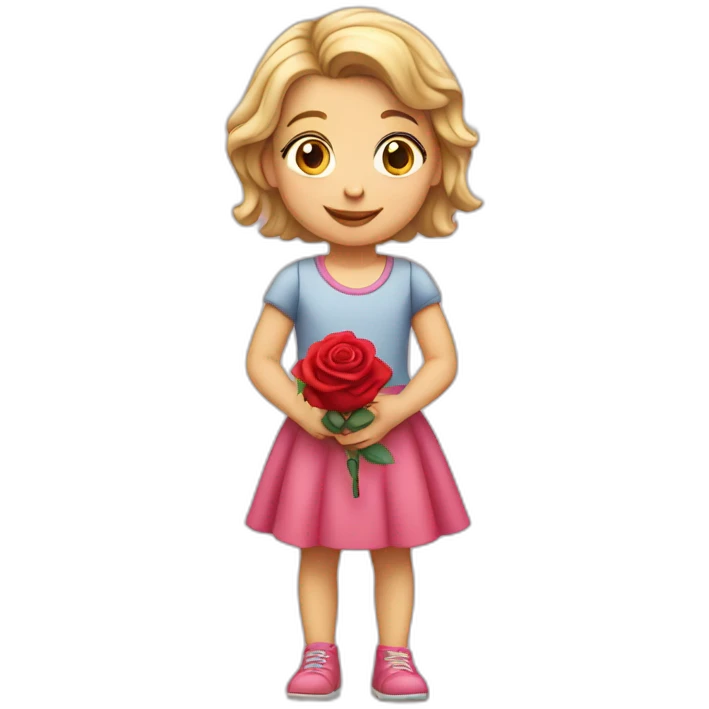 Caucasian Little girl holding rose  emoji