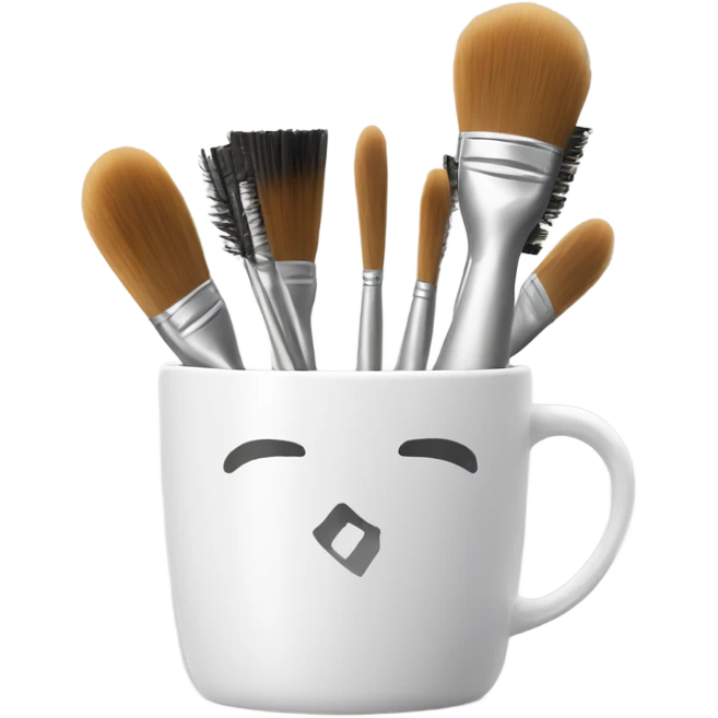 Realistic hair brushes in a white cup holder emoji