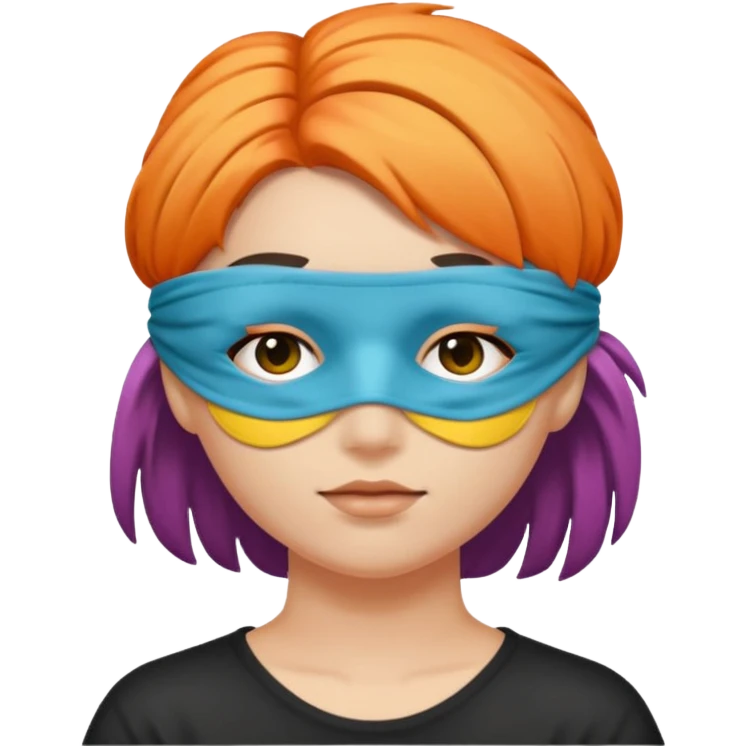 Blindfold person with different colors of hair. No trusting games with people blindfolded behind steering wheel emoji