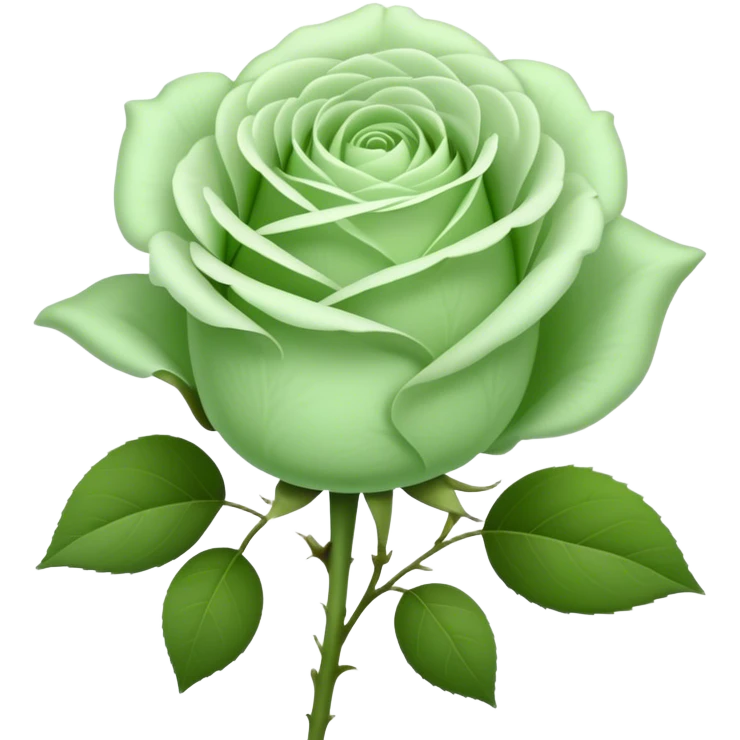 single Soft Green Tea Rose, straight stem emoji
