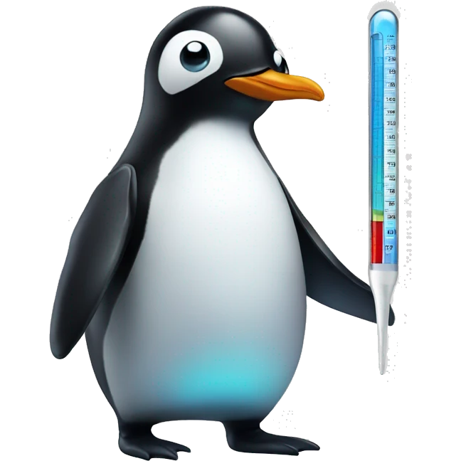 penguin with a thermometer emoji