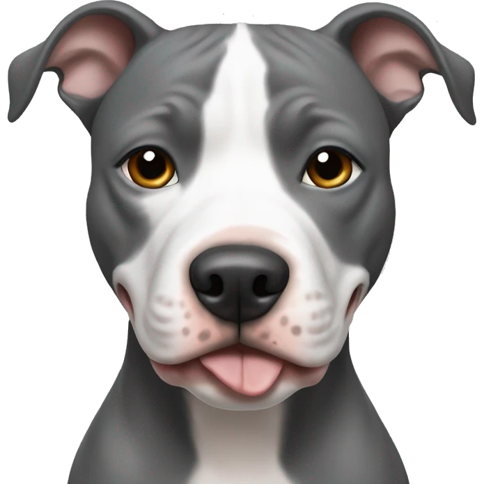A female pitbull with half of her face gray and the other half white  emoji