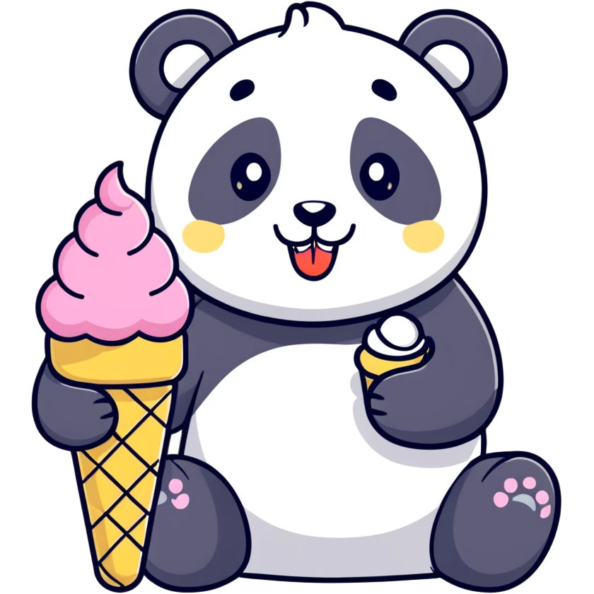 Panda eating ice cream emoji