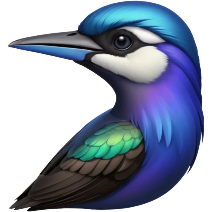 Blue and black Sicklebill headshot emoji