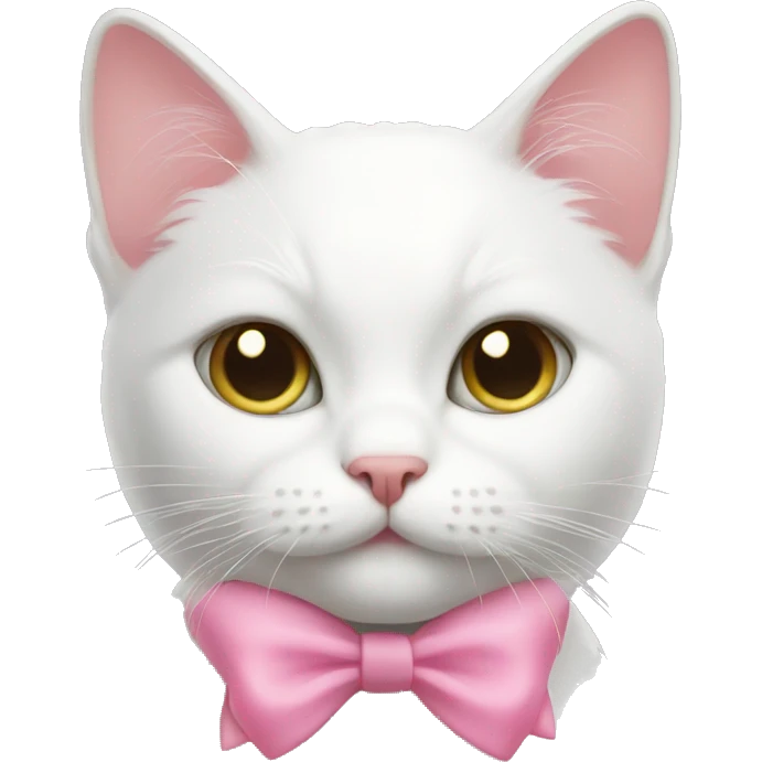 White cat with pink bow emoji