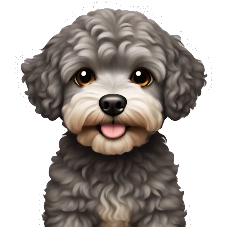 Dog maltipoo dark grey/brown fur emoji