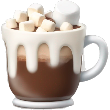 mug of hot chocolate with marshmallows and cream emoji
