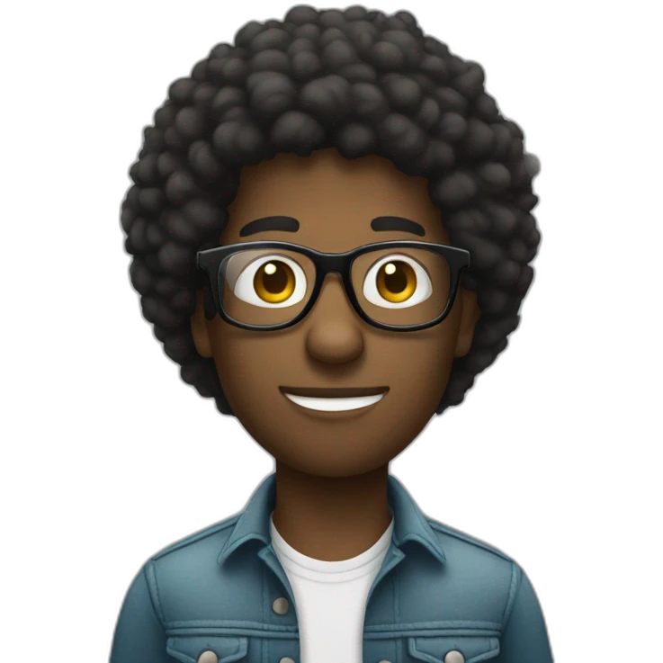 afro dude putting glasses emoji