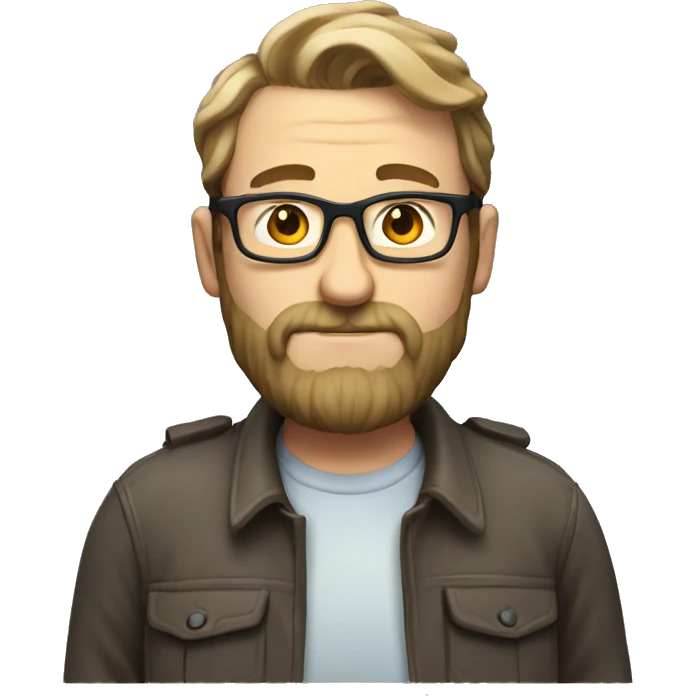 Nerdy White man with big belly and beard  emoji