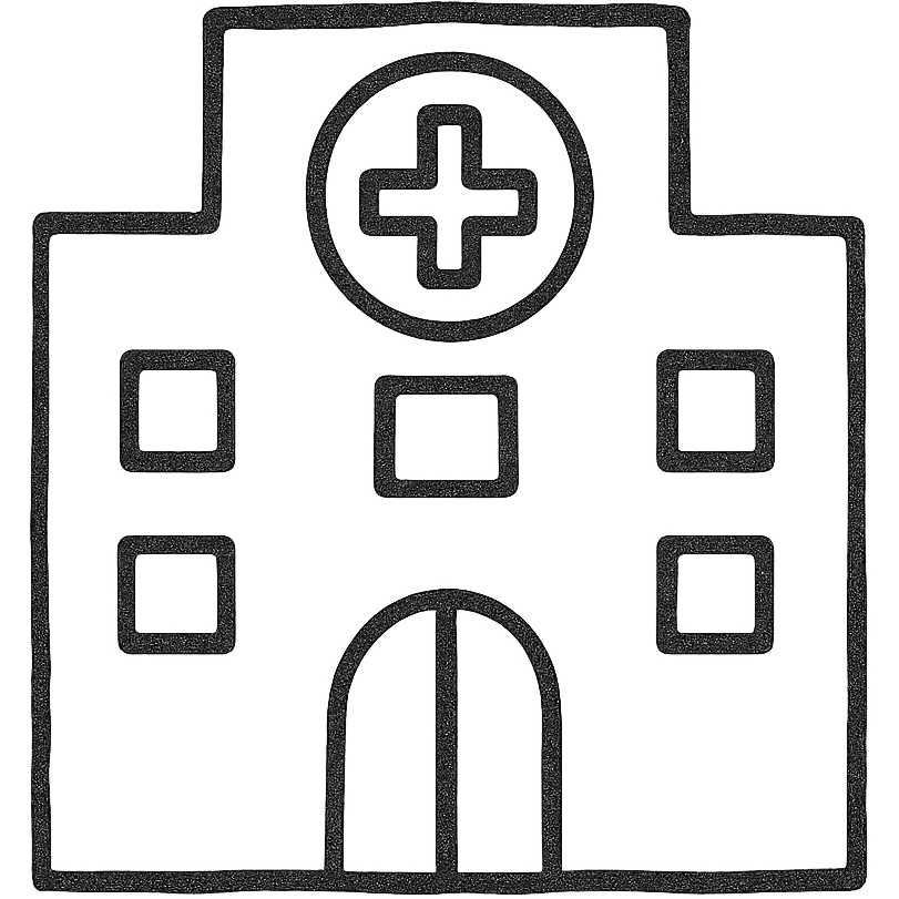 hospital icon, casual and sketchy, hand drawn outline style emoji