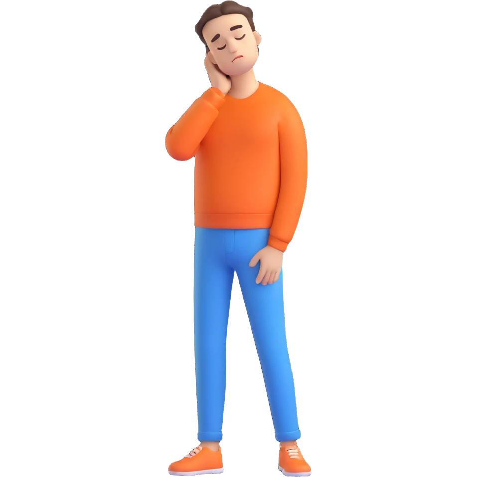a man standing but sleeping, head drooping, eyes closed, relaxed posture emoji