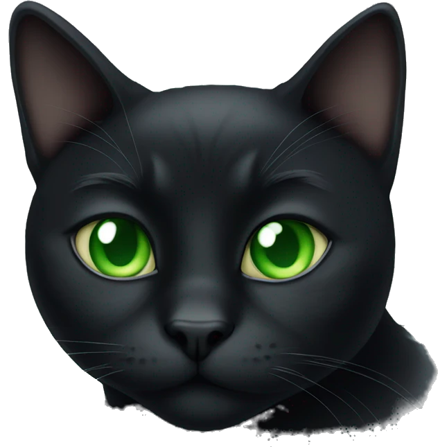 Fat black cat with green eyes  emoji