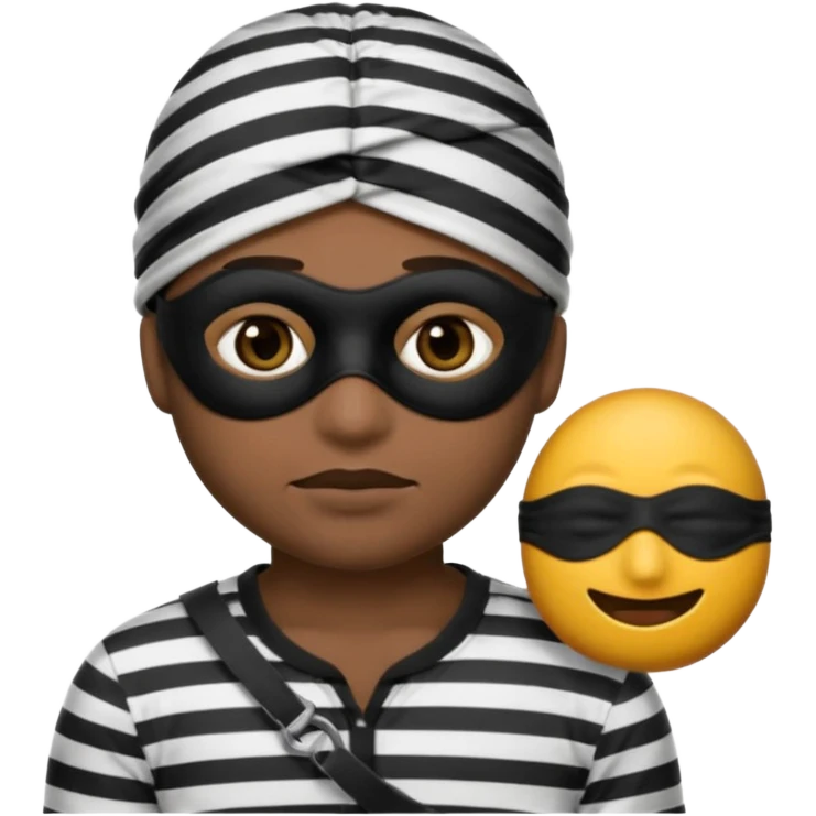 A theif robber emoji,Stripped shirt,eye mask, black head. emoji