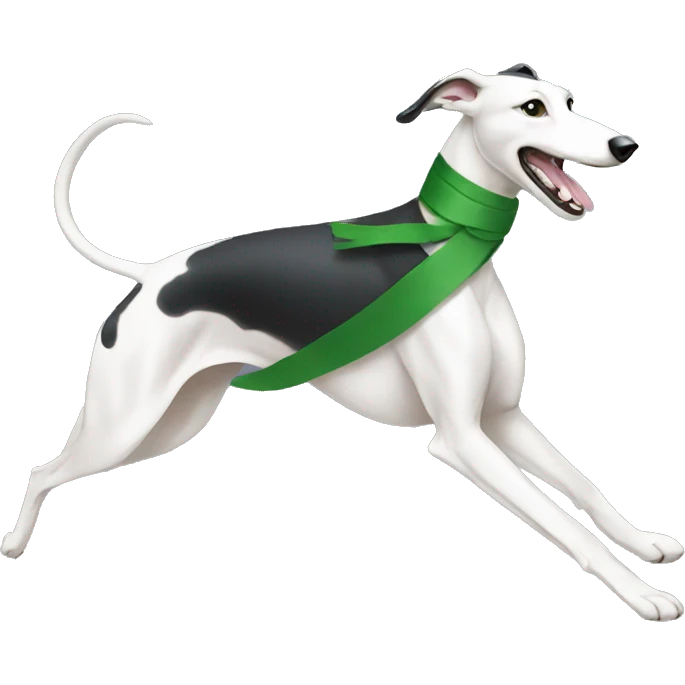 side profile Greyhound running with green sash emoji