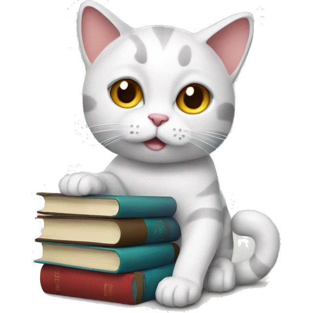cat with books  emoji
