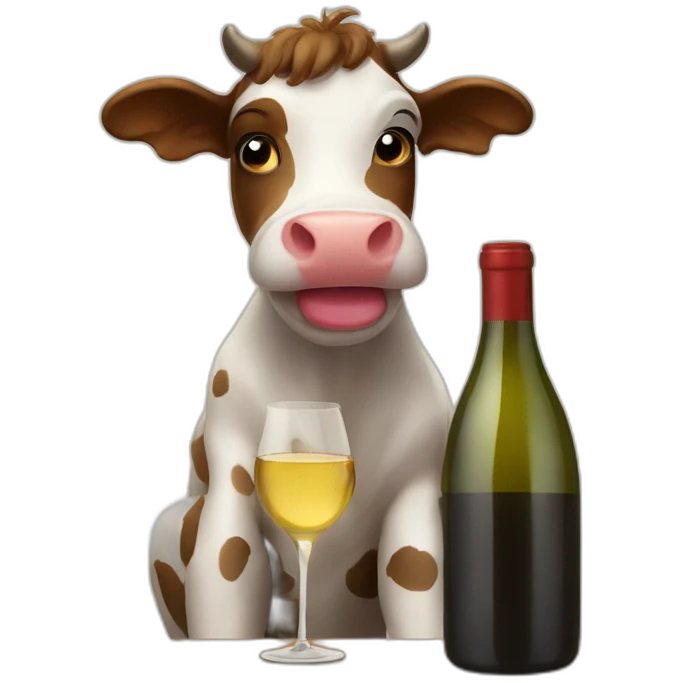 A little cow drinking wine emoji