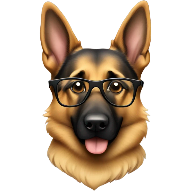 German shepherd with glasses on emoji