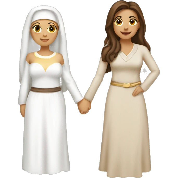 hot middle eastern mom with brown hair and hot middle eastern mom with blonde hair holding hands emoji