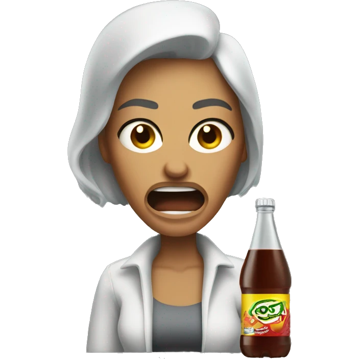 womman angry with bottle of coca emoji